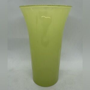 Vintage Green/Yellow Libbey Art Glass Company Rippled Translucent Vase